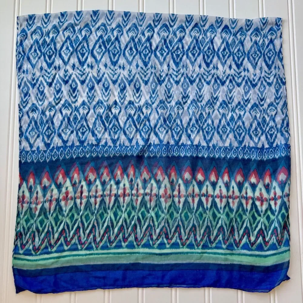 Boho Ikat Print Inspired Lightweight Statement Scarf | 70